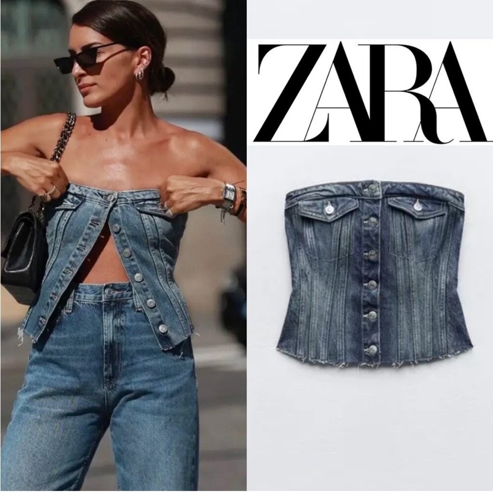 NWT Zara Denim Corset Top